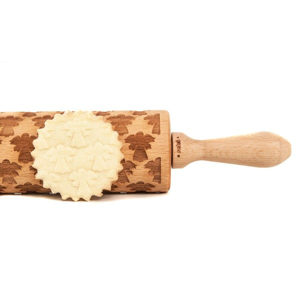 Drevený vianočný embosovaný valček na cesto Valek Angel-image-3