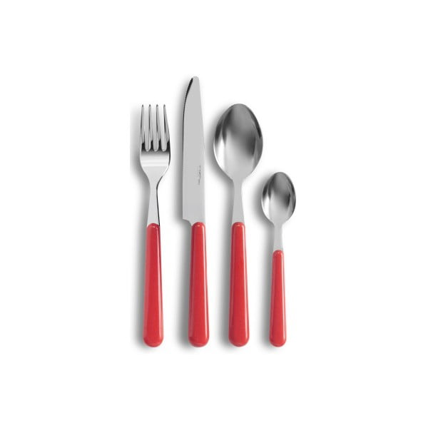 Červený 24-dielny príborový set Kaleidos Cutlery

