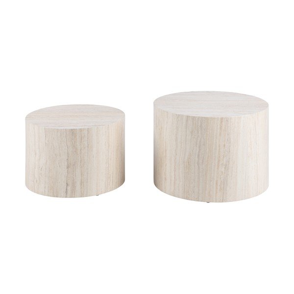 Béžové okrúhle konferenčné stolíky v dekore kameňa v súprave 2 ks ø 58 cm Dice – Actona-image-4