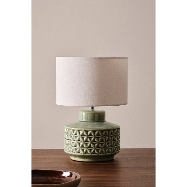 Sivá/béžová keramická stolová lampa (výška  35 cm) Monica – Jotex-image-3