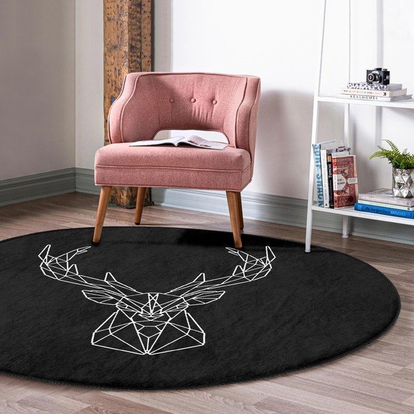 Čierny prateľný okrúhly koberec vhodný pre robotické vysávače ø 100 cm Comfort – Mila Home-image-1