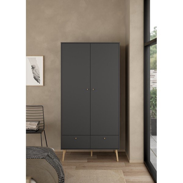 Antracitová šatníková skriňa 99x200 cm Bodo – Tvilum-image-1