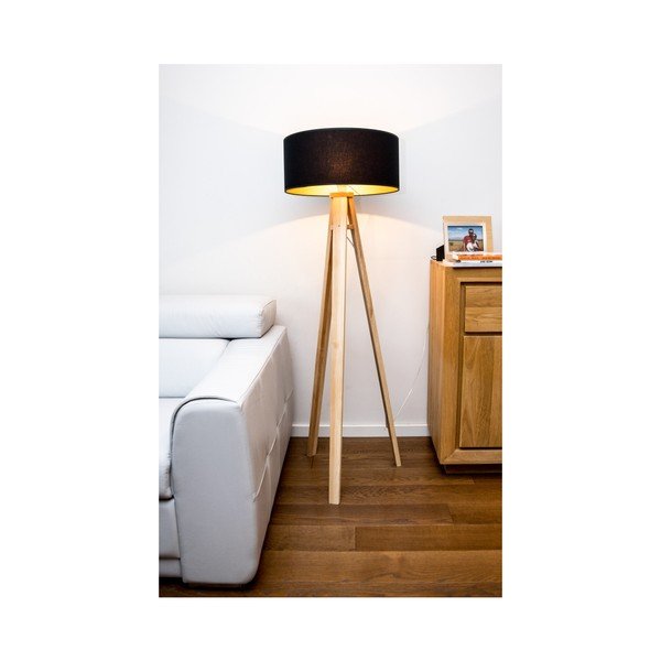 Stojacia lampa s čiernym tienidlom a transparentným káblom Ragaba Wanda-image-2