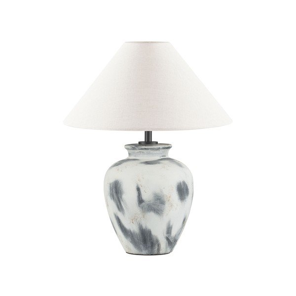Biela/sivá keramická stolová lampa s textilným tienidlom (výška  55 cm) Lupe – Nova Luce