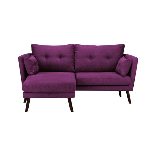 Fialová trojmiestna pohovka Mazzini Sofas Elena, s leňoškou na ľavom rohu-image-1