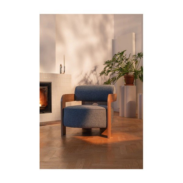 Sivomodré kreslo z textílie buklé Oolong – Zuiver-image-2