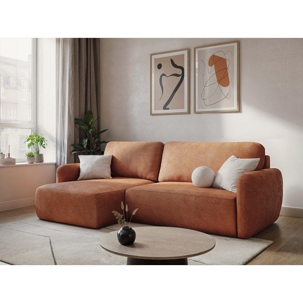 Krémová ženilková rozkladacia/s úložným priestorom pohovka 218 cm Lilo – Makamii-image-1