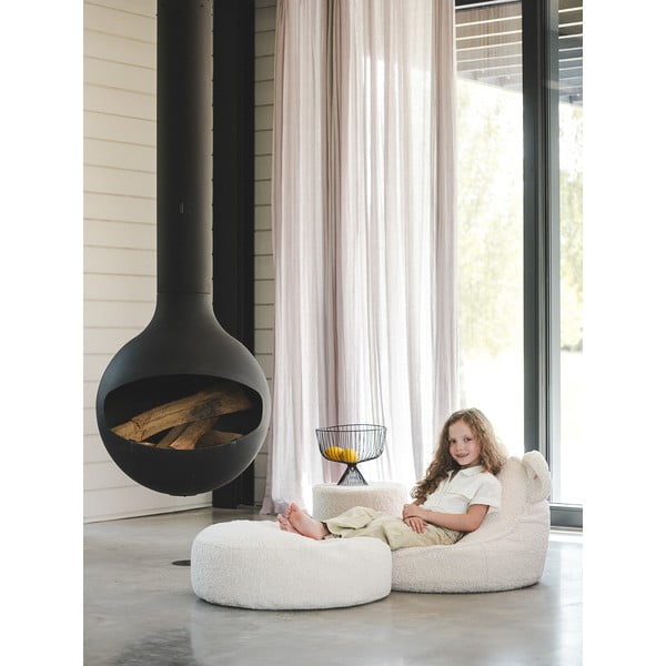 Krémový detský sedací vak z textílie buklé Round – Wigiwama-image-3