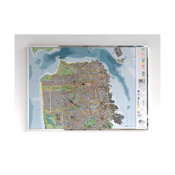 Mapa San Francisca v priehľadnom puzdre The Future Mapping Company San Francisco City, 100 x 70 cm