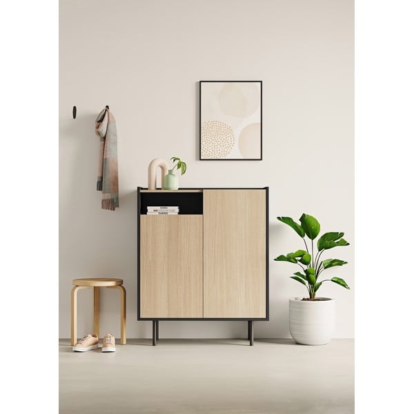 Skrinka na topánky v dekore duba v čierno-prírodnej farbe Sienna – TemaHome-image-1