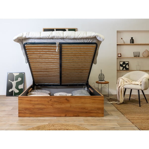 Béžovo-prírodná dvojlôžková posteľ s úložným priestorom s roštom 160x200 cm Cara – Bobochic Paris-image-3