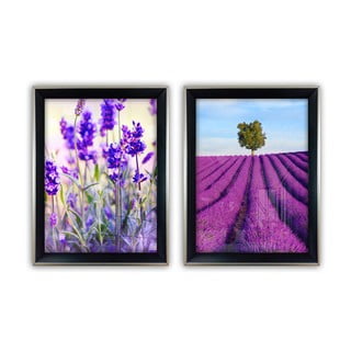 Súprava 2 sklenených obrazov Vavien Artwork Lavender, 35 x 45 cm