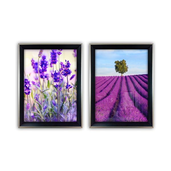 Súprava 2 sklenených obrazov Vavien Artwork Lavender, 35 x 45 cm