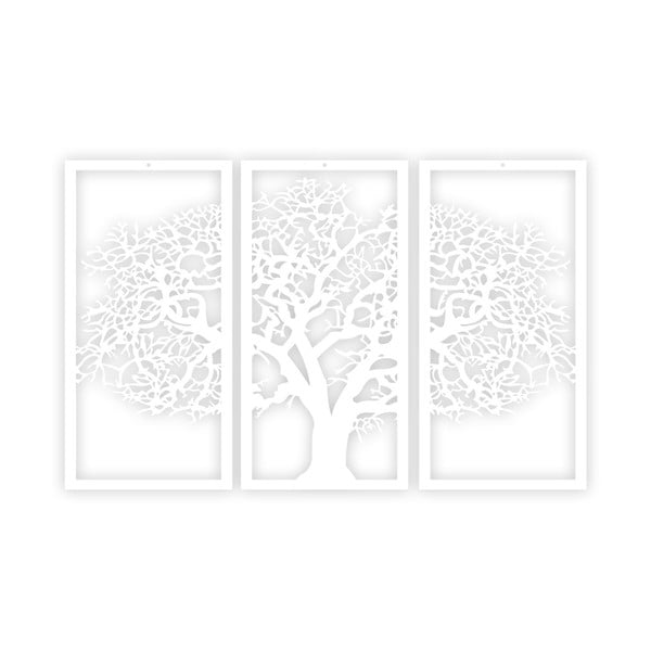 Biely 3-dielny nástenný obraz Solid Tree