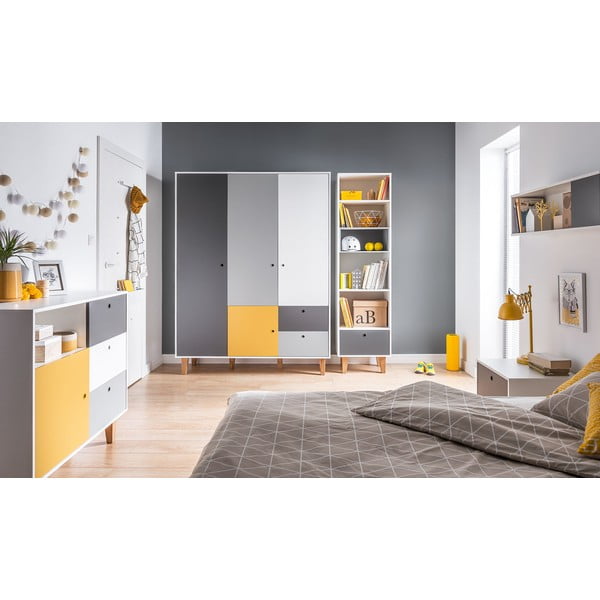 Bielo-sivá komoda so žltým detailom Vox Concept-image-1