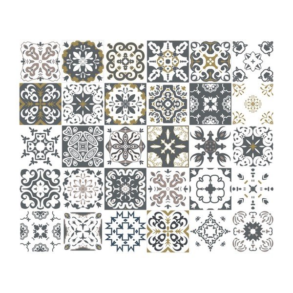 Sada 30 nástenných samolepiek Ambiance Wall Decal Cement Tiles Antalya, 15 × 15 cm-image-2