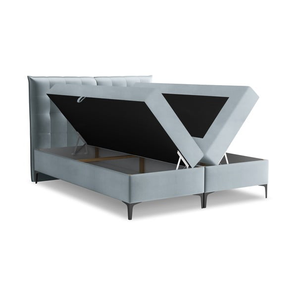 Svetlomodrá boxspring posteľ s úložným priestorom 160x200 cm Mikana – Makamii-image-1