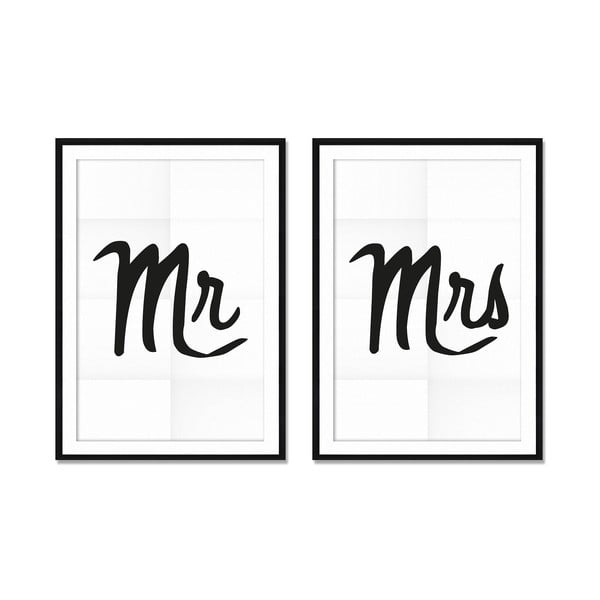 Sada 2 obrazov Really Nice Things Mr&Mrs, 40 × 60 cm