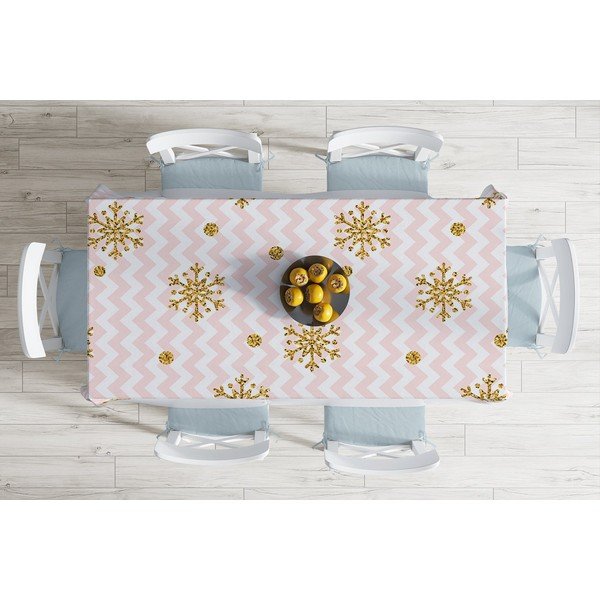Vianočný obrus s prímesou bavlny Minimalist Cushion Covers Gold Snowflake, 140 x 180 cm-image-1