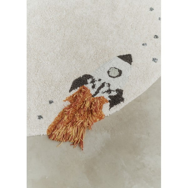 Krémový prateľný ručne tkaný bavlnený detský hrací koberec ø140 cm Interstellar Journey – Lorena Canals-image-4