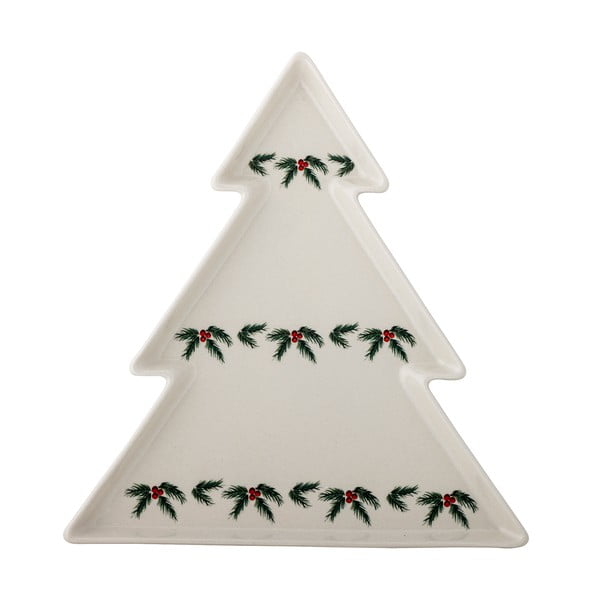 Krémový servírovací tanier s vianočným motívom z kameniny Berry – Bloomingville