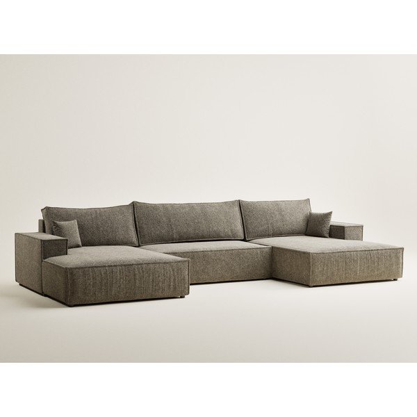 Hnedá ženilková rozkladacia/s úložným priestorom rohová pohovka (do tvaru "U") Kyoto – Maison de Rêve-image-2