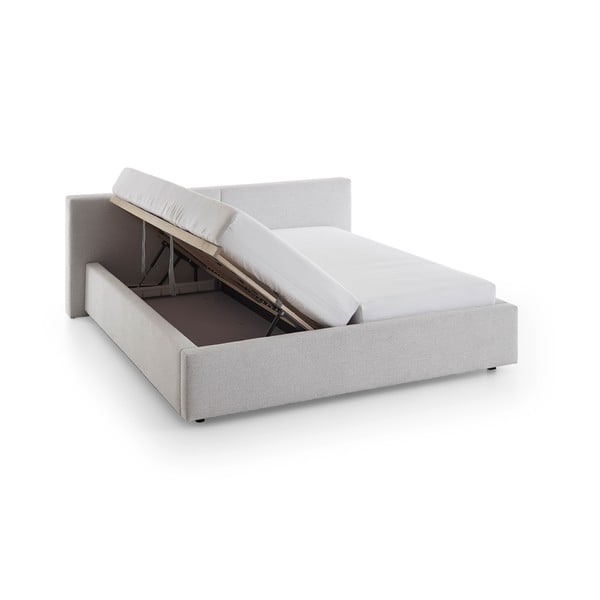 Svetlosivá čalúnená dvojlôžková posteľ s úložným priestorom s roštom 180x200 cm Cube – Meise Möbel-image-4