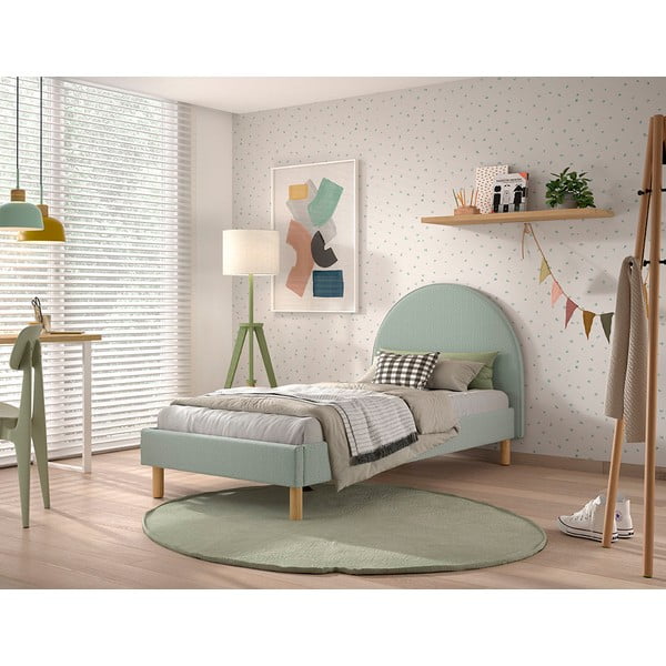 Zelená čalúnená jednolôžková posteľ s roštom 90x200 cm MOON – Vipack-image-1