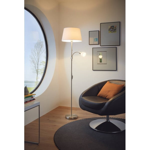 Sivá stojacia lampa so skleneným a textilným tienidlom (výška 170 cm) CONESA – EGLO-image-1