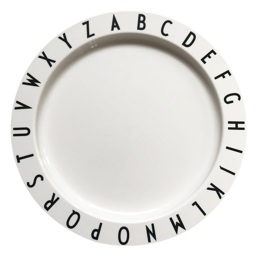 Biely detský tanier Design Letters Eat & Learn, 20 cm