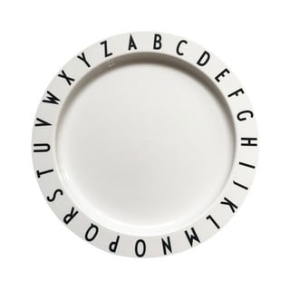 Biely detský tanier Design Letters Eat & Learn, 20 cm