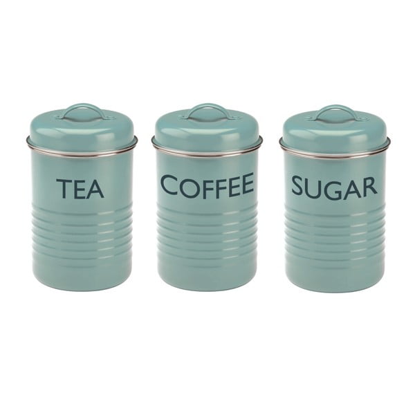 Sada 3 modrých dóz na čaj, kávu a cukor Typhoon Vintage