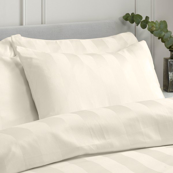 Krémovobiele saténové obliečky na dvojlôžko 200x200 cm So Soft Satin Stripe – Catherine Lansfield-image-2
