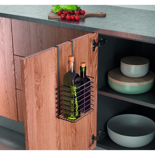 Čierna kovová závesná kuchynská polica Metaltex Galileo Lava Tall-image-1