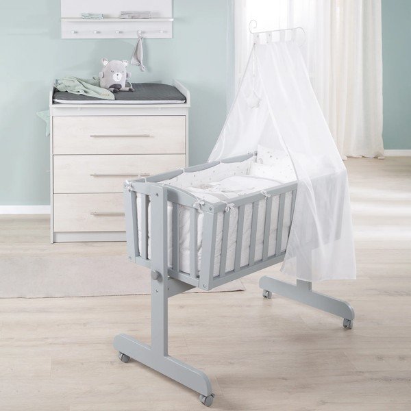 Sivá kolíska na kolieskach s baldachýnom 40x90 cm Strenenzauber – Roba-image-1