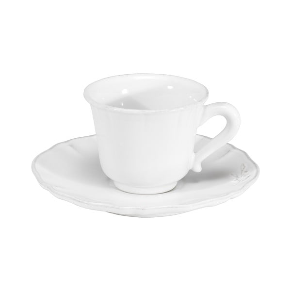 Biela kameninová šálka na čaj s tanierikom Costa Nova Alentejo, objem 220 ml