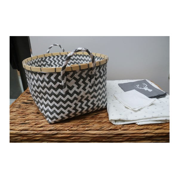 Sivo-biely úložný košík Compactor Zigzag-image-1