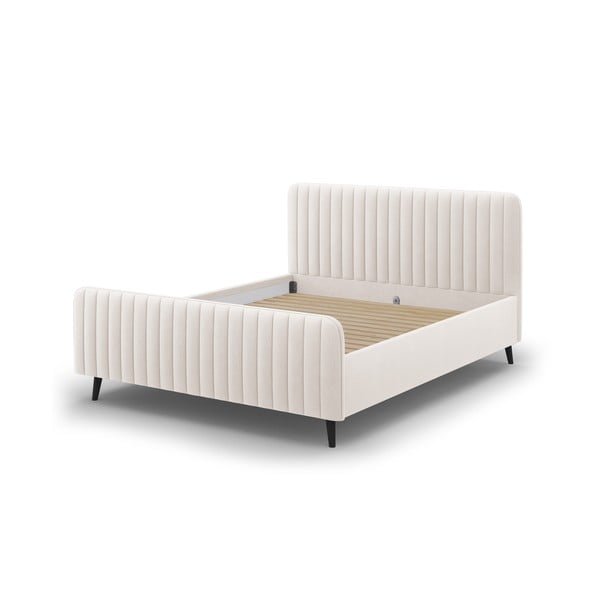 Béžová čalúnená dvojlôžková posteľ s roštom 180x200 cm Lily - Micadoni Home