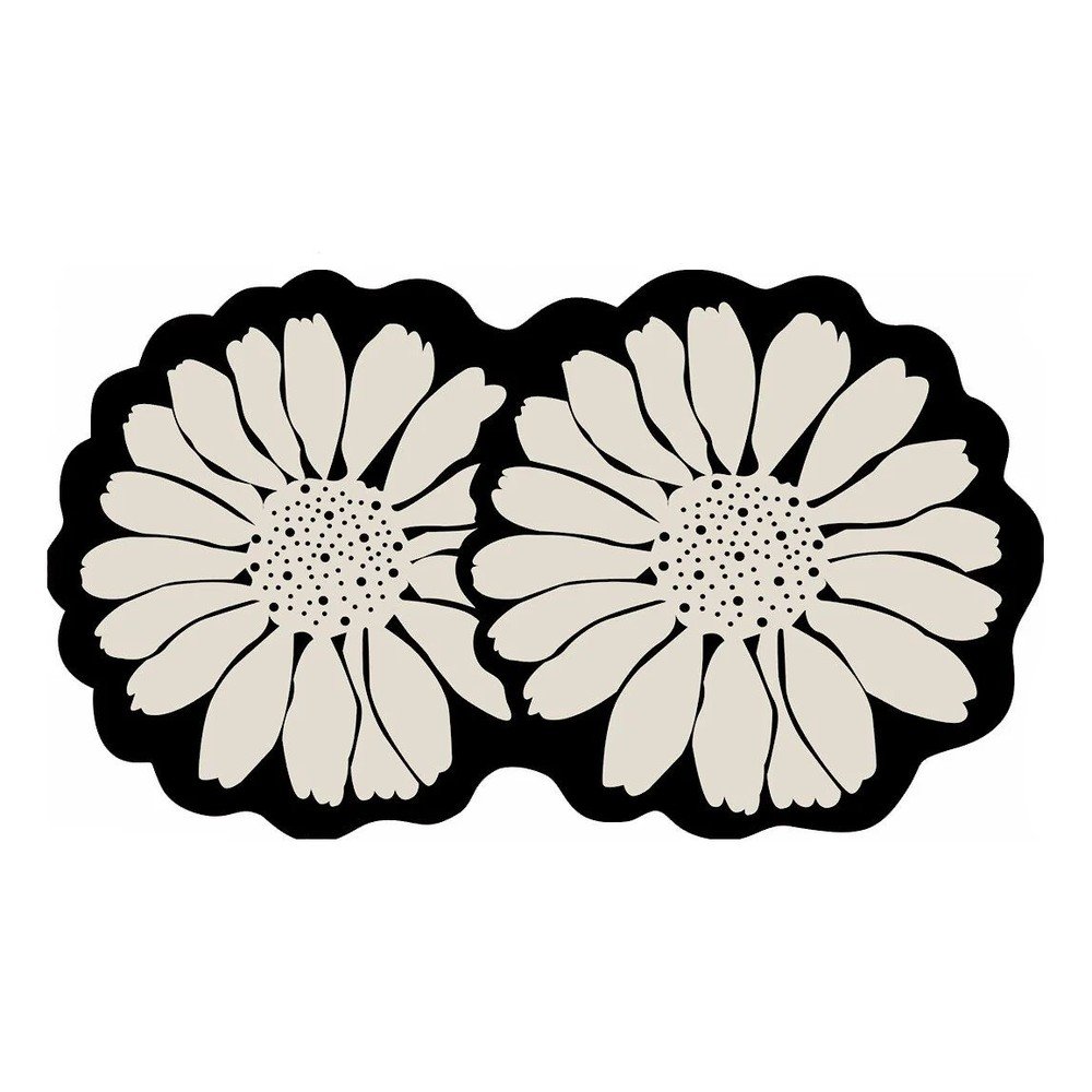 Čierna/krémovobiela kúpeľňová predložka 70x120 cm Flor Extrana – Foutastic