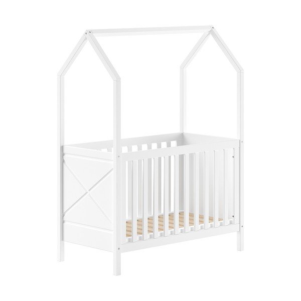 Biela postieľka z borovicového dreva s nastaviteľnou výškou 60x120 cm Scott – Vipack