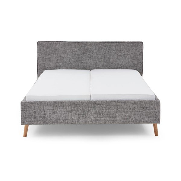 Sivá čalúnená dvojlôžková posteľ s úložným priestorom s roštom 180x200 cm Riva – Meise Möbel-image-4