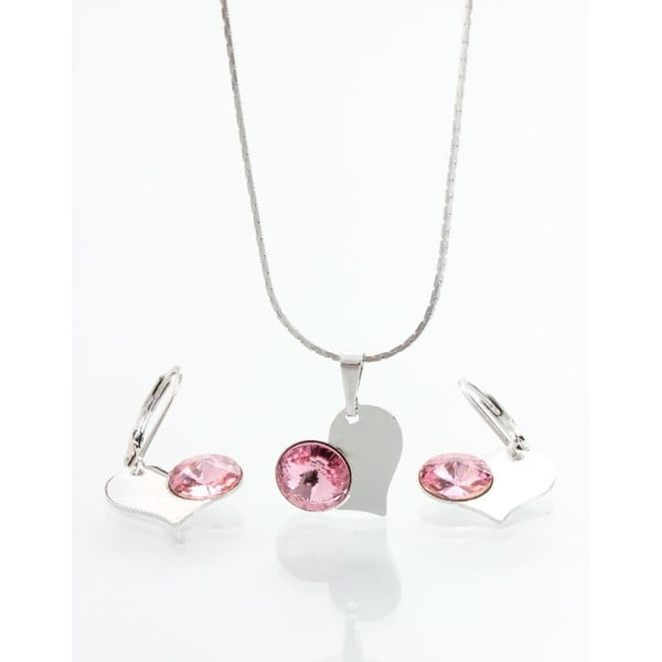 Set náhrdelníka a náušníc so Swarovski krištáľmi Yasmine Pink Heart