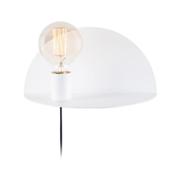 Biela nástenná lampa s poličkou Shelfie Anna, výška 15 cm