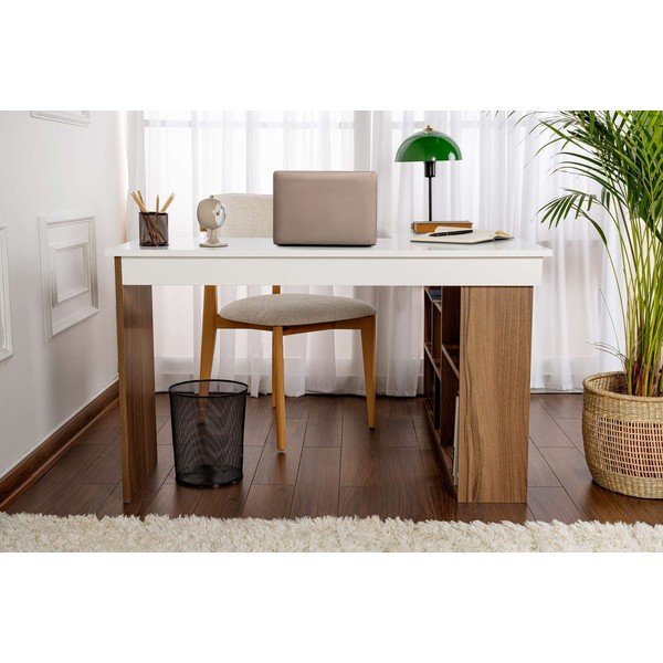 Pracovný stôl v dekore orecha 120x130 cm Vesper – Kalune Design-image-4