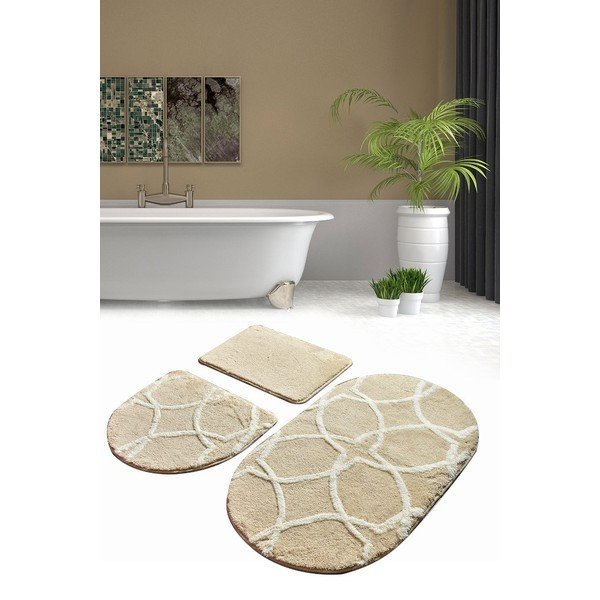 Béžové kúpeľňové predložky v súprave 3 ks 60x40 cm Bonne – Foutastic-image-2