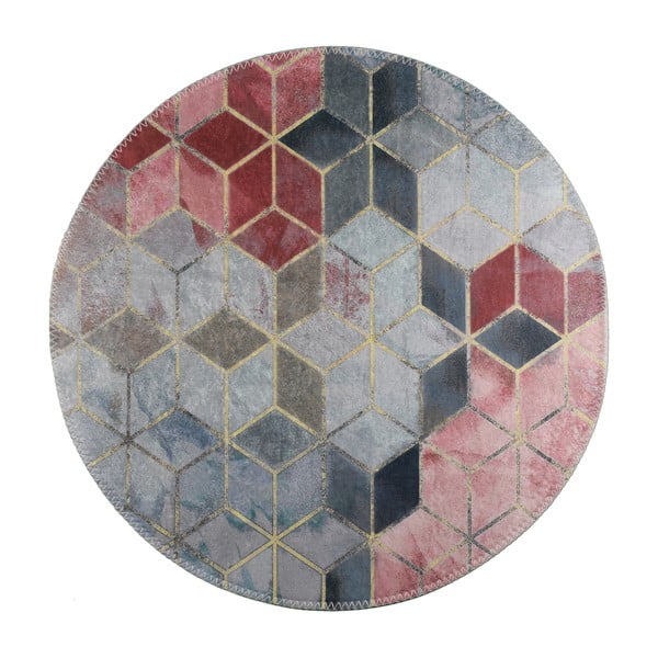 Ružovo-svetlosivý umývateľný okrúhly koberec ø 80 cm – Vitaus