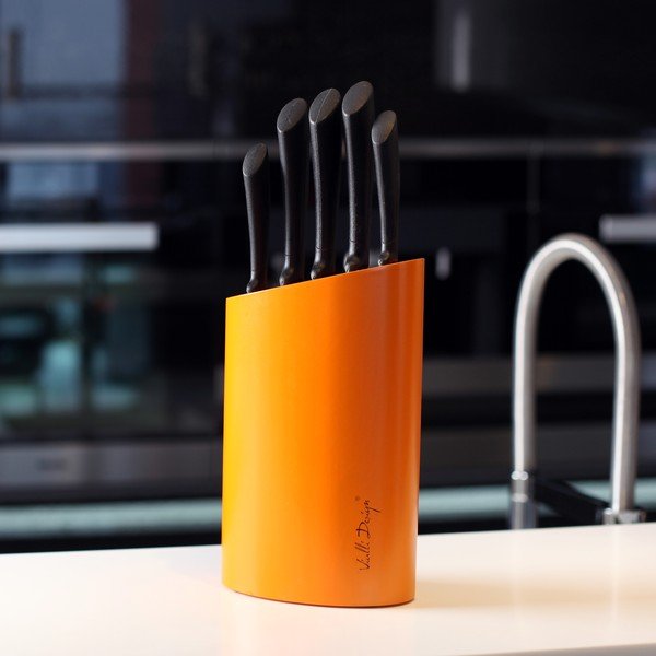 Oranžový stojan s piatimi nožmi Vialli Design-image-1