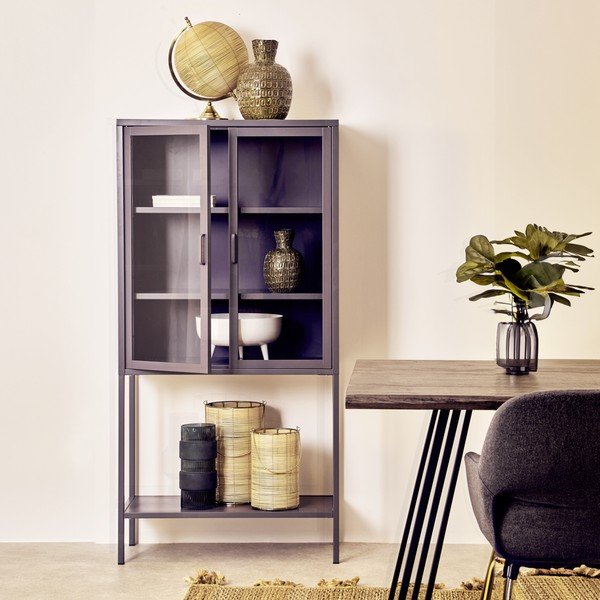 Sivá oceľová vitrína 75x150x35 cm Acier – Premier Housewares-image-1