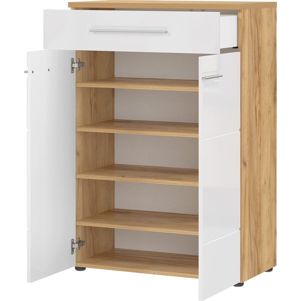 Biela prírodná skrinka na topánky v dekore duba Aledo - Germania-image-2