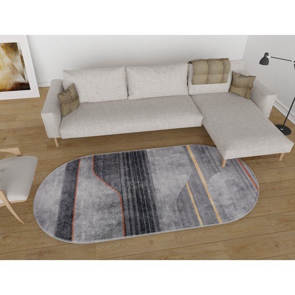 Sivý umývateľný koberec 120x180 cm Oval – Vitaus-image-1